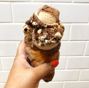 Tella balls dessert bar - chocolate ice-cream in a donut cone