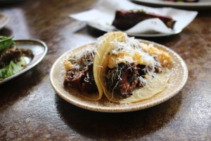 Fancy Hanks (bottomless brunch) - beef brisket and egg tacos