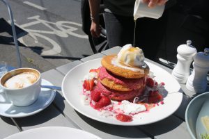Fourth Chapter - raspberry and coconut pancakes